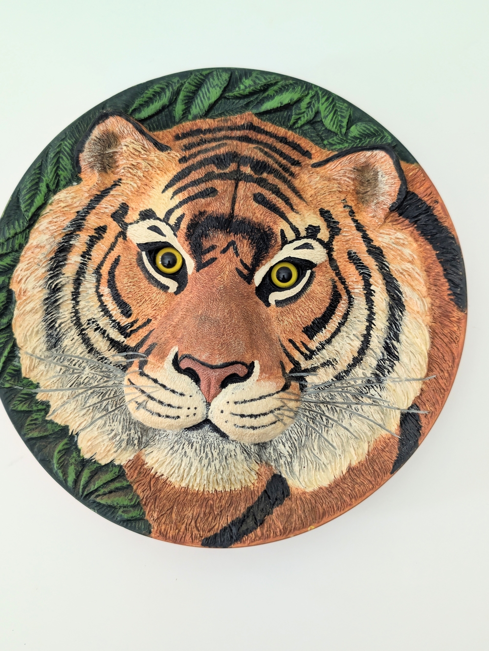 Vtg Franklin Mint Eye of the Tiger 3D Sculptured Collector Plate/Wall Plaque 8.5